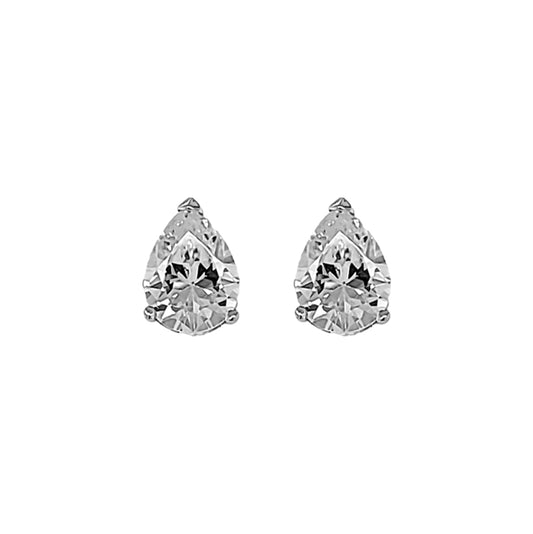 Sterling Silver Pear Cut CZ Soltaire Earrings