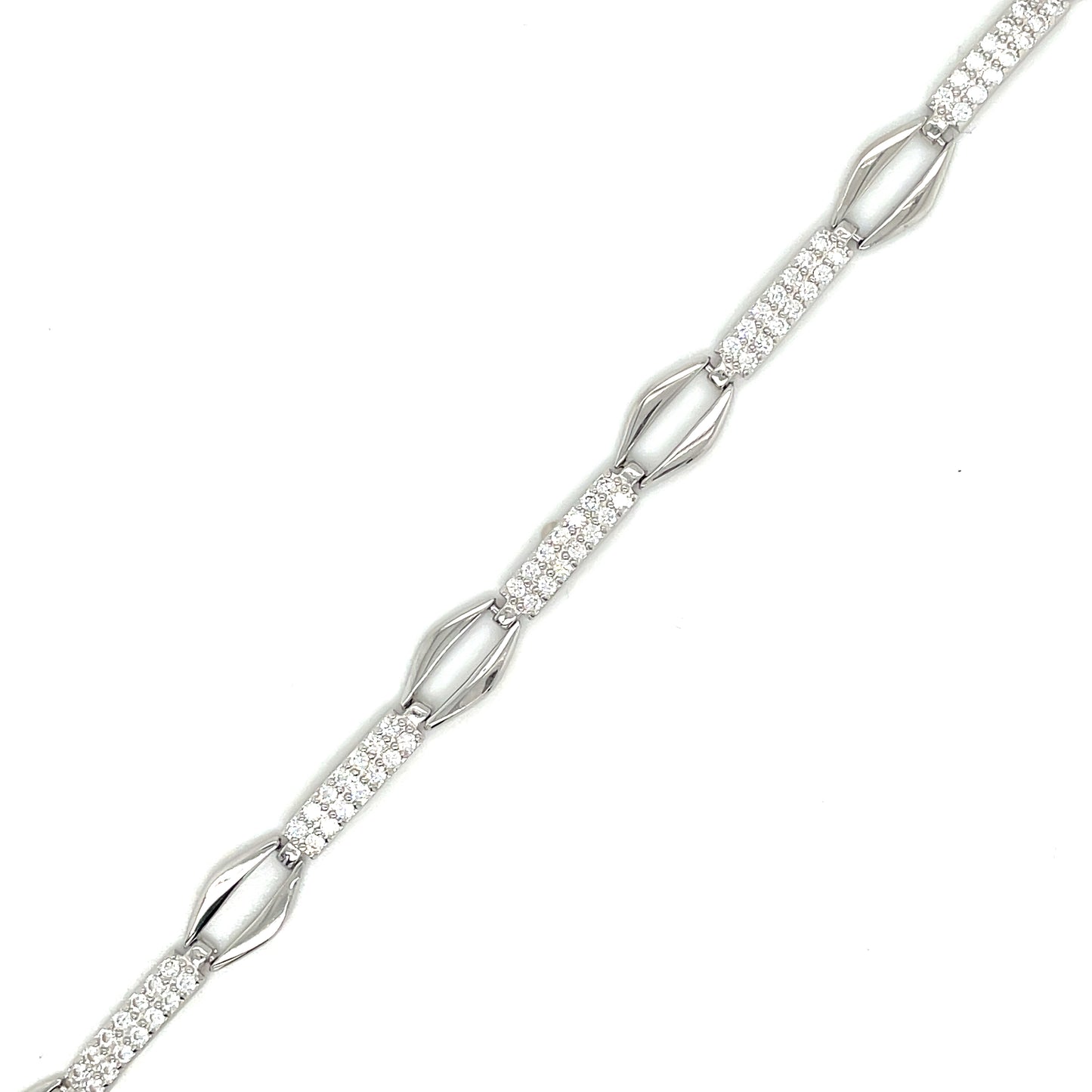 Sil B/let 2Row CZ/Op Pol Link