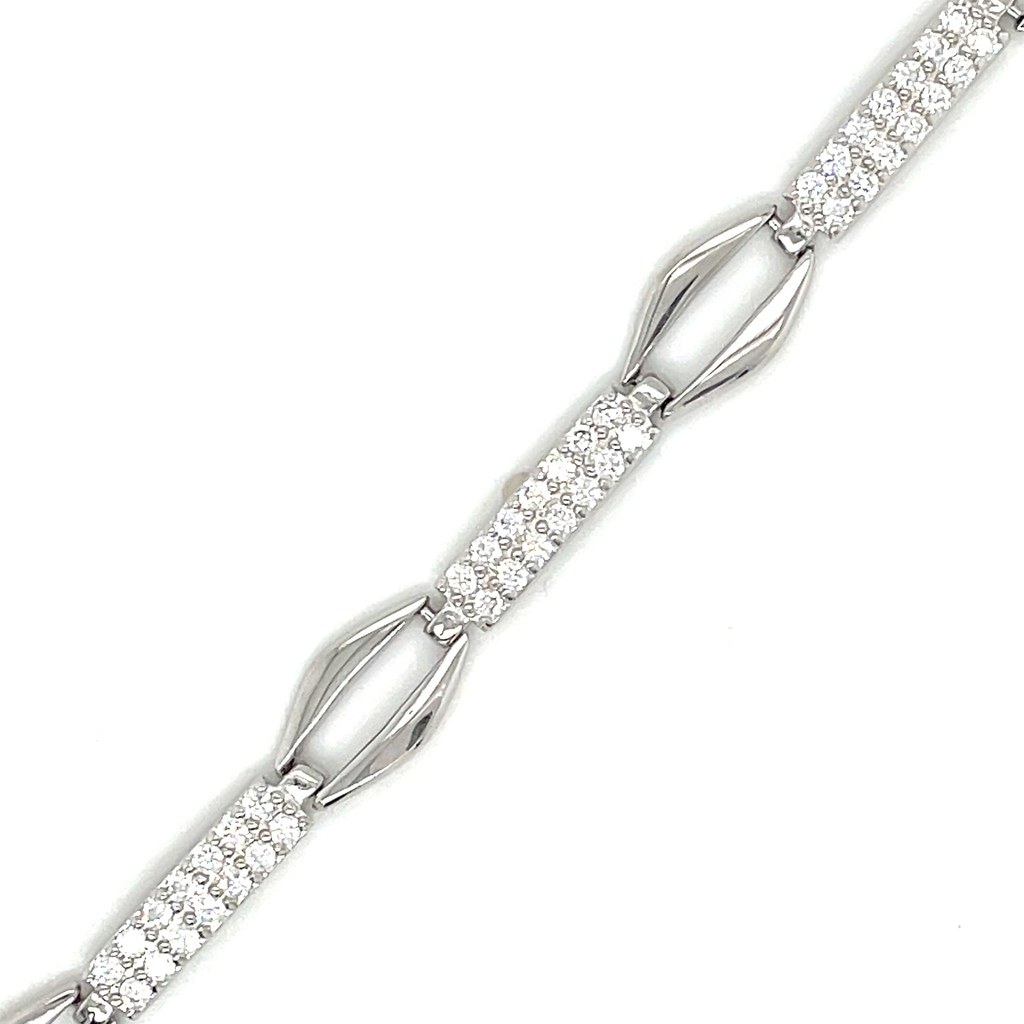 Sil B/let 2Row CZ/Op Pol Link