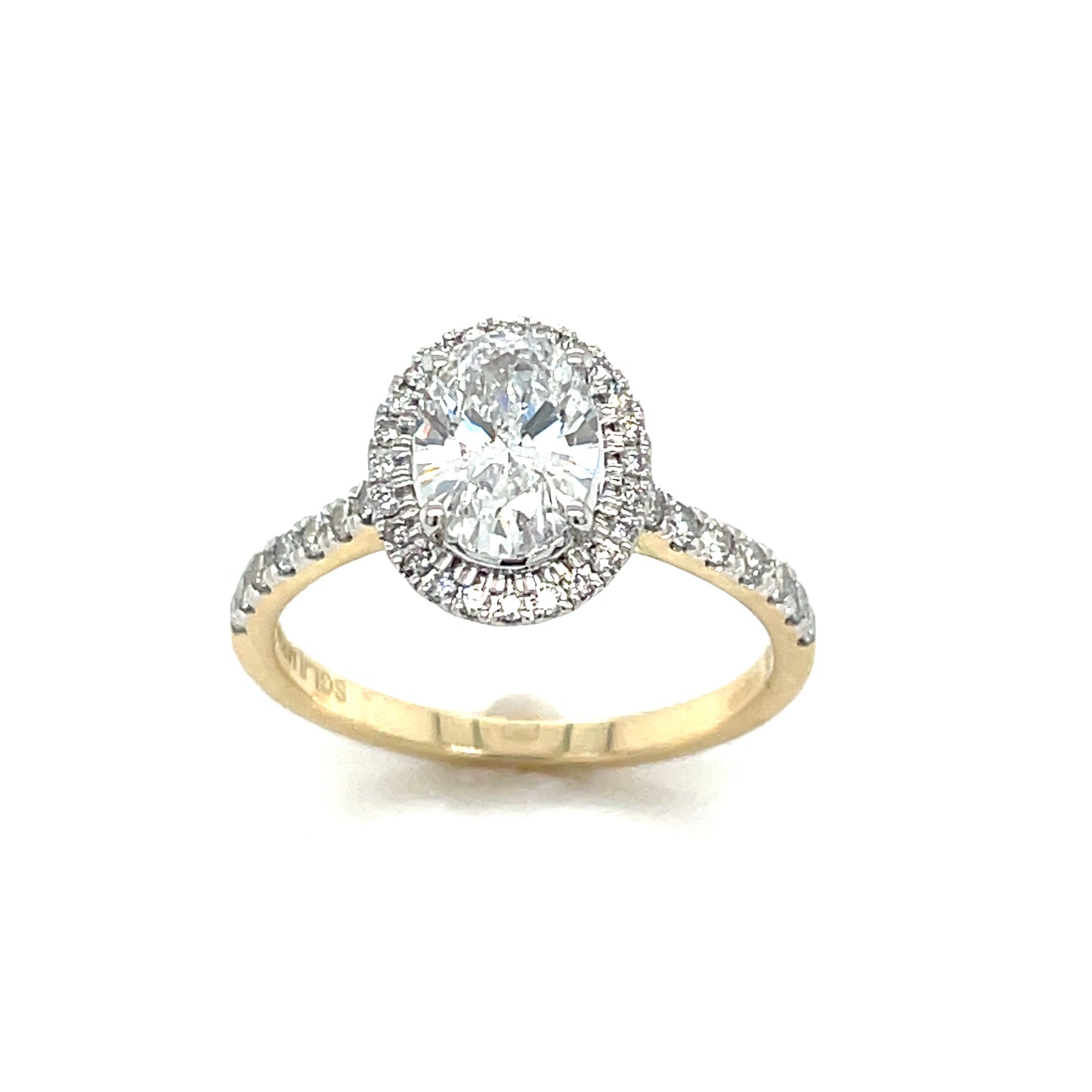 9ct Oval Solitaire Cultured Diamond Ring with Cultured Diamond Shoulders 1.30ct