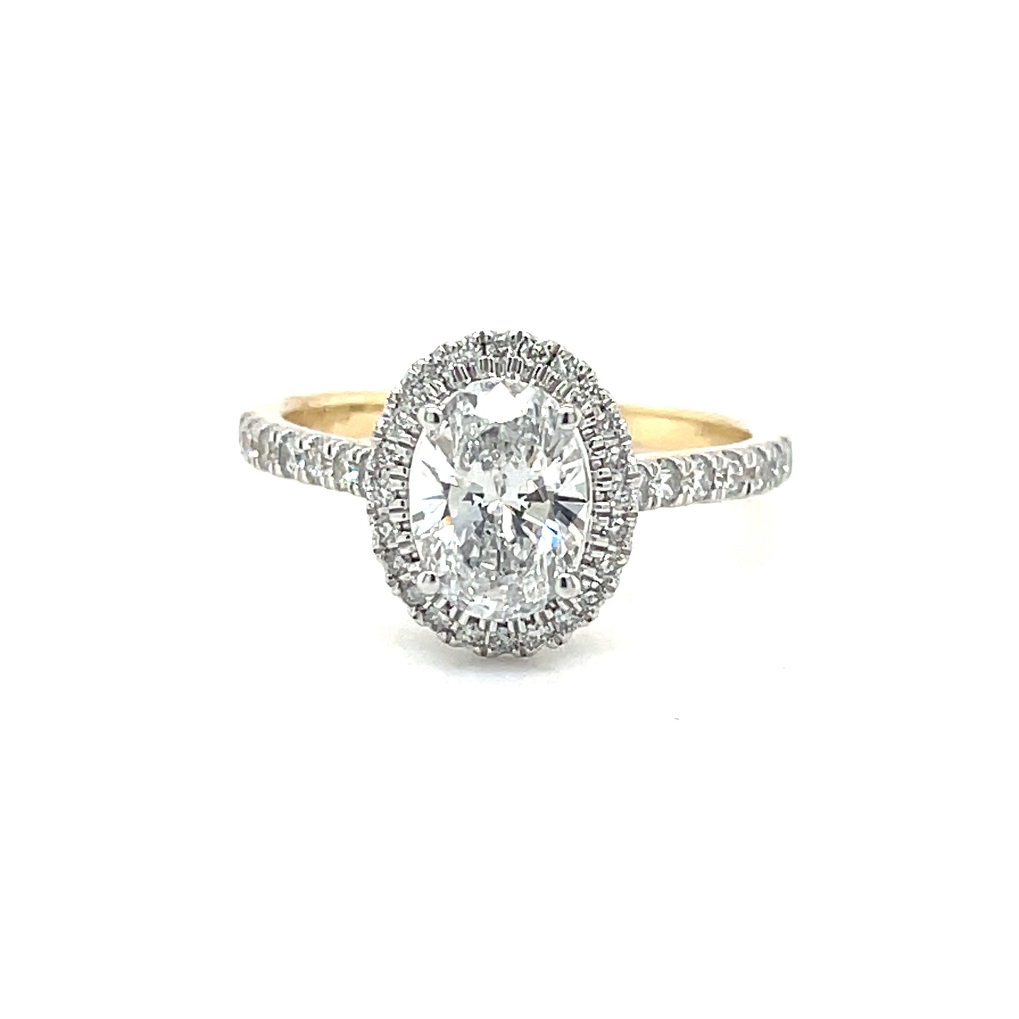 9ct Oval Solitaire Cultured Diamond Ring with Cultured Diamond Shoulders 1.30ct