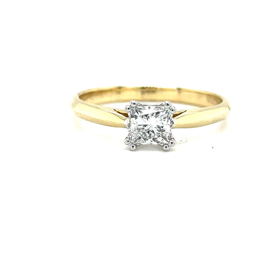9ct Princess Cut Solitaire Diamond Ring .50ct