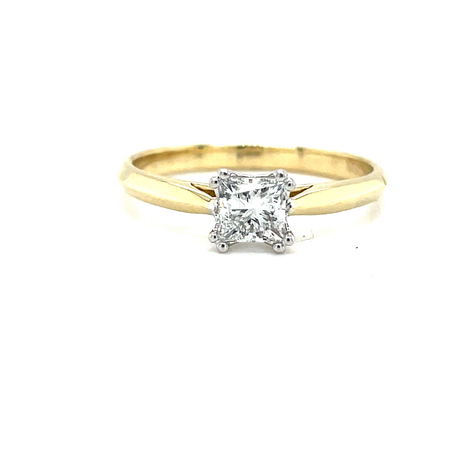 9ct Princess Cut Solitaire Cultured Diamond Ring .50ct