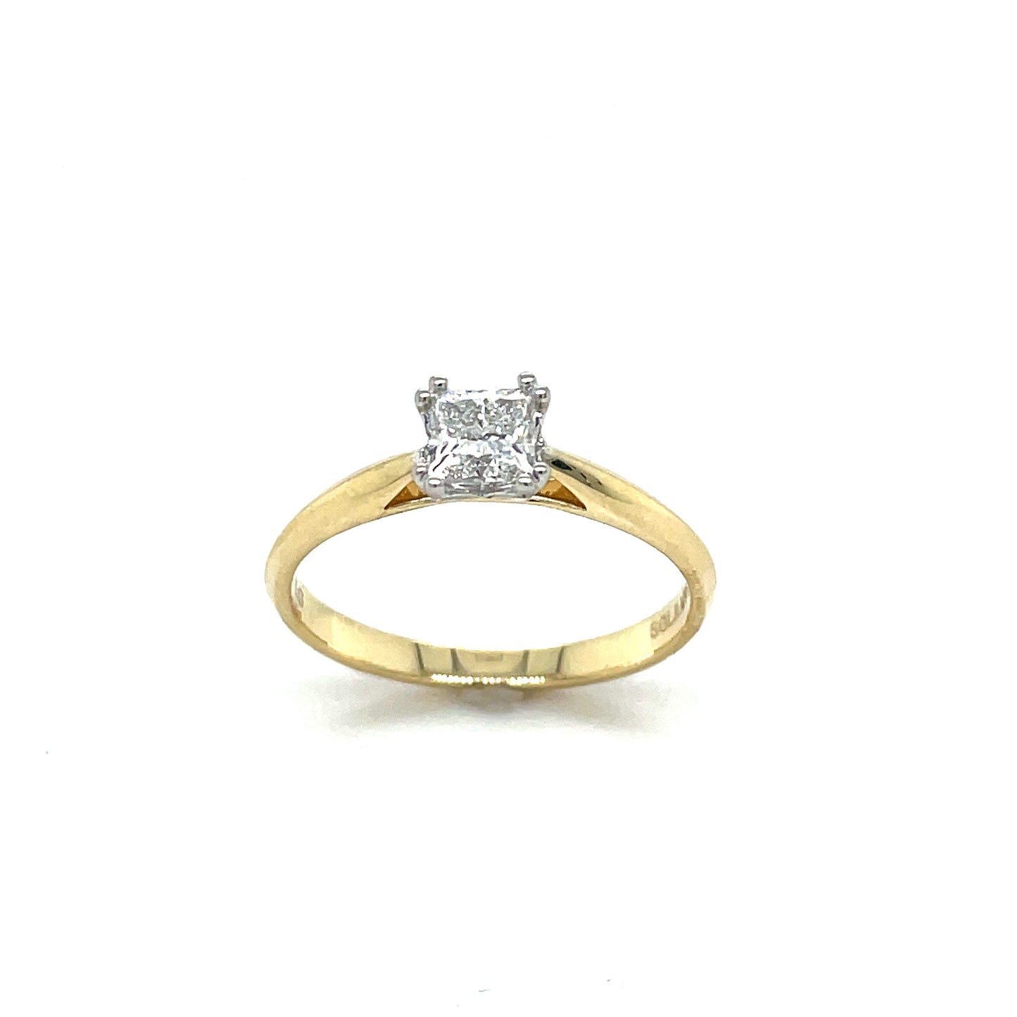 9ct Princess Cut Solitaire Cultured Diamond Ring .50ct