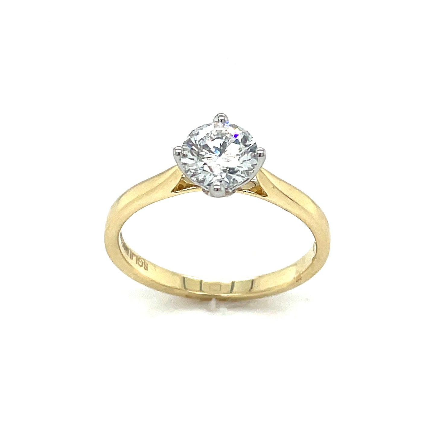 9ct Round 4 Claw Solitaire Offset Cultured Diamond Ring 1.00ct