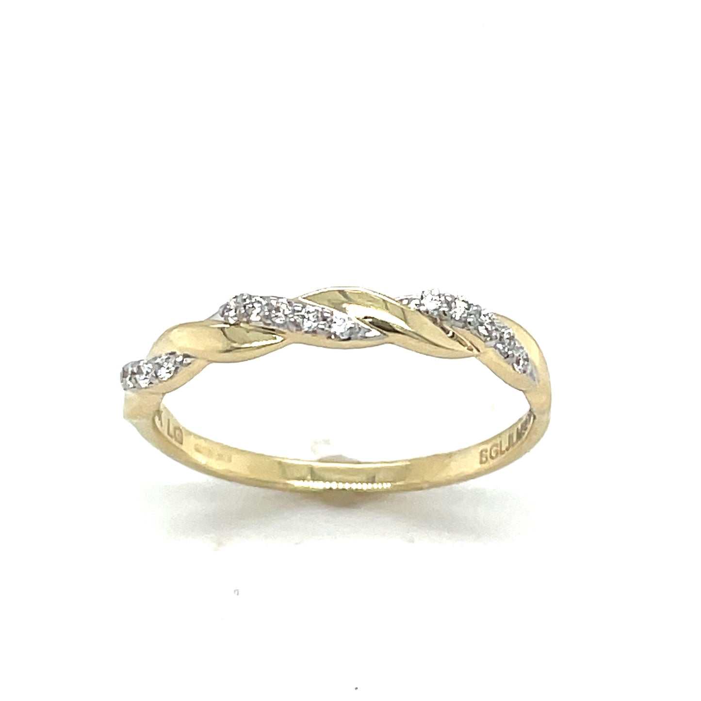 9ct Ring Cultured Diamond Twisted Band .12ct