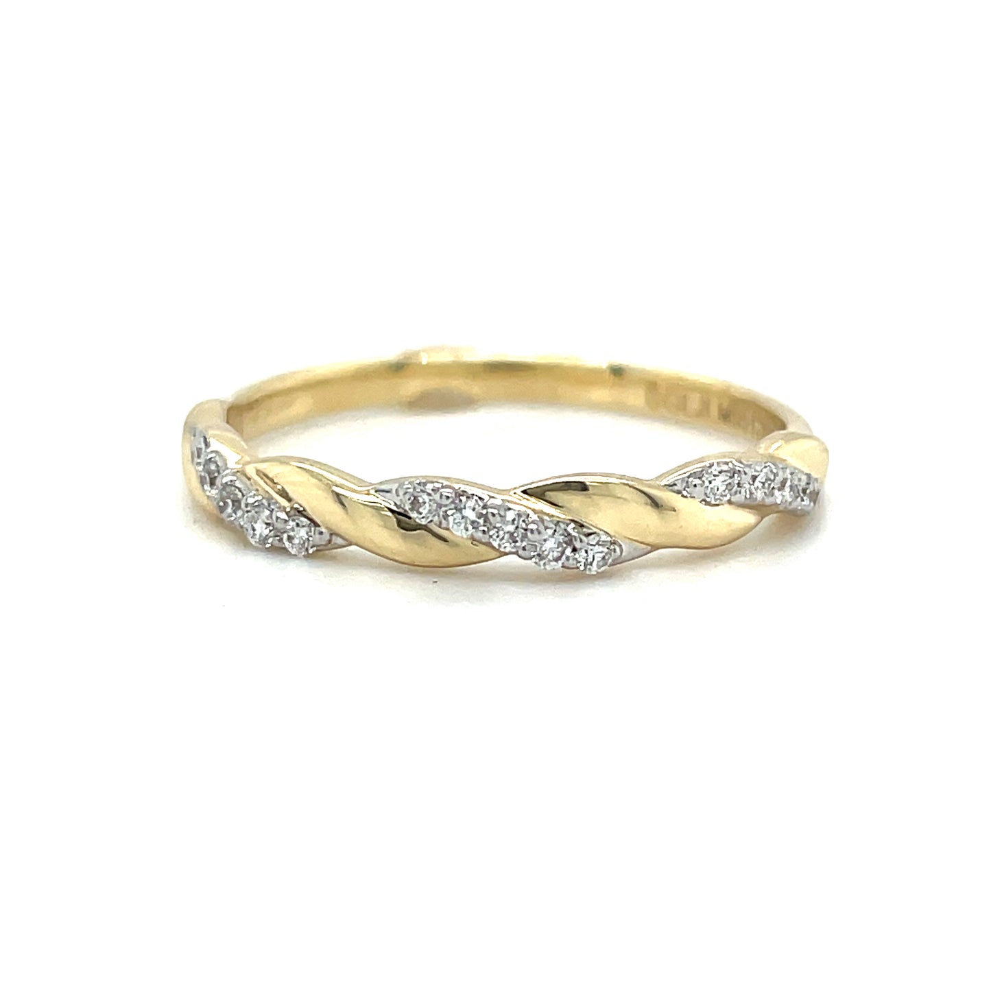 9ct Ring Cultured Diamond Twisted Band .12ct