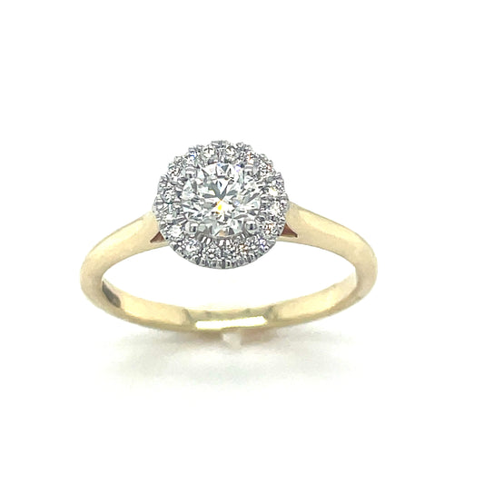 9ct Yellow Gold Round Cluster Diamond Ring .50ct