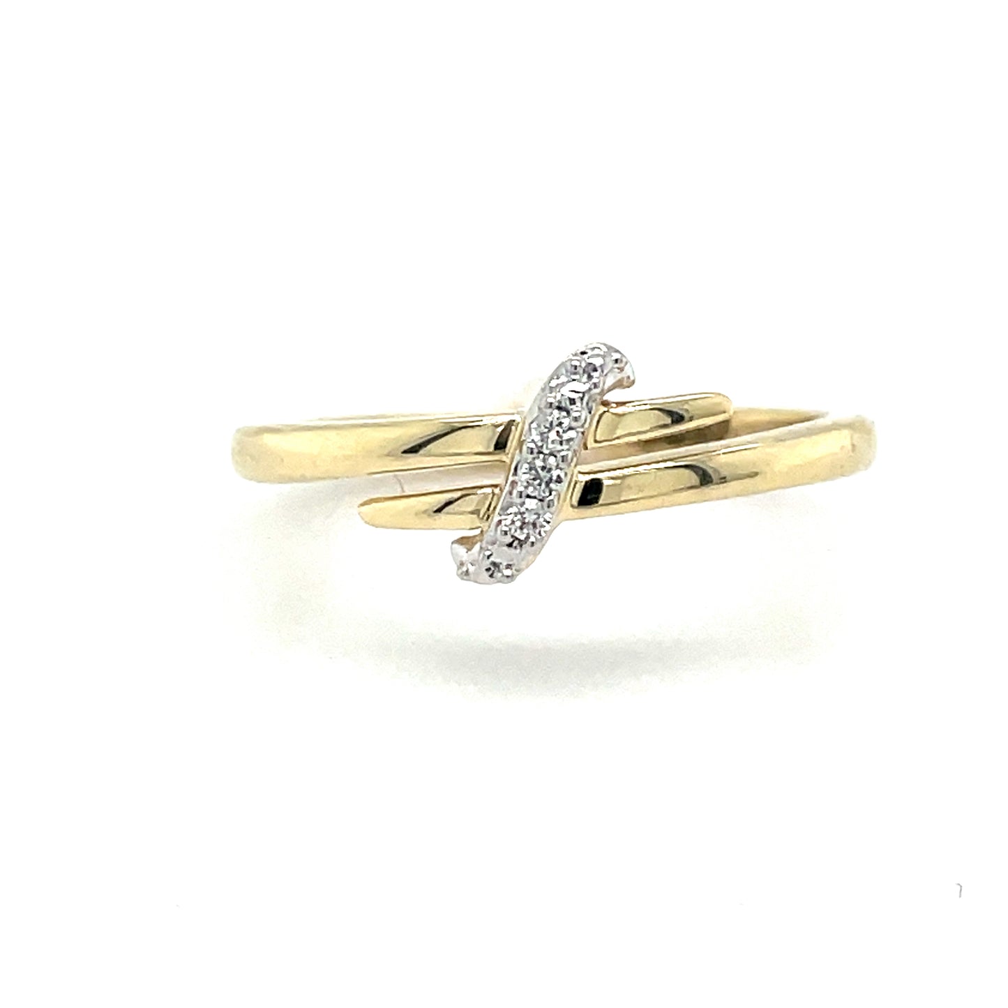 9ct Yellow Gold Crossover Diamond Ring .02ct