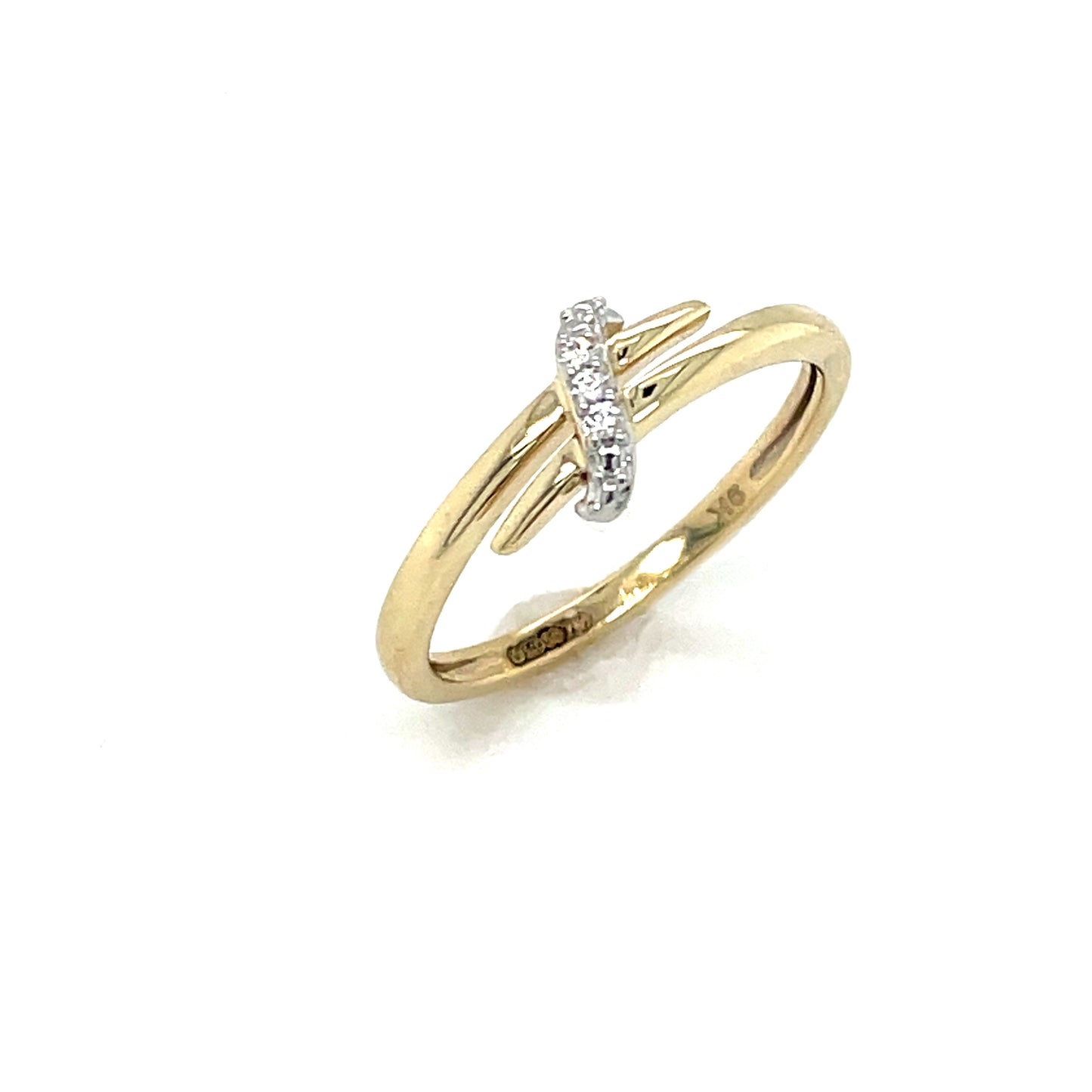 9ct Yellow Gold Crossover Diamond Ring .02ct