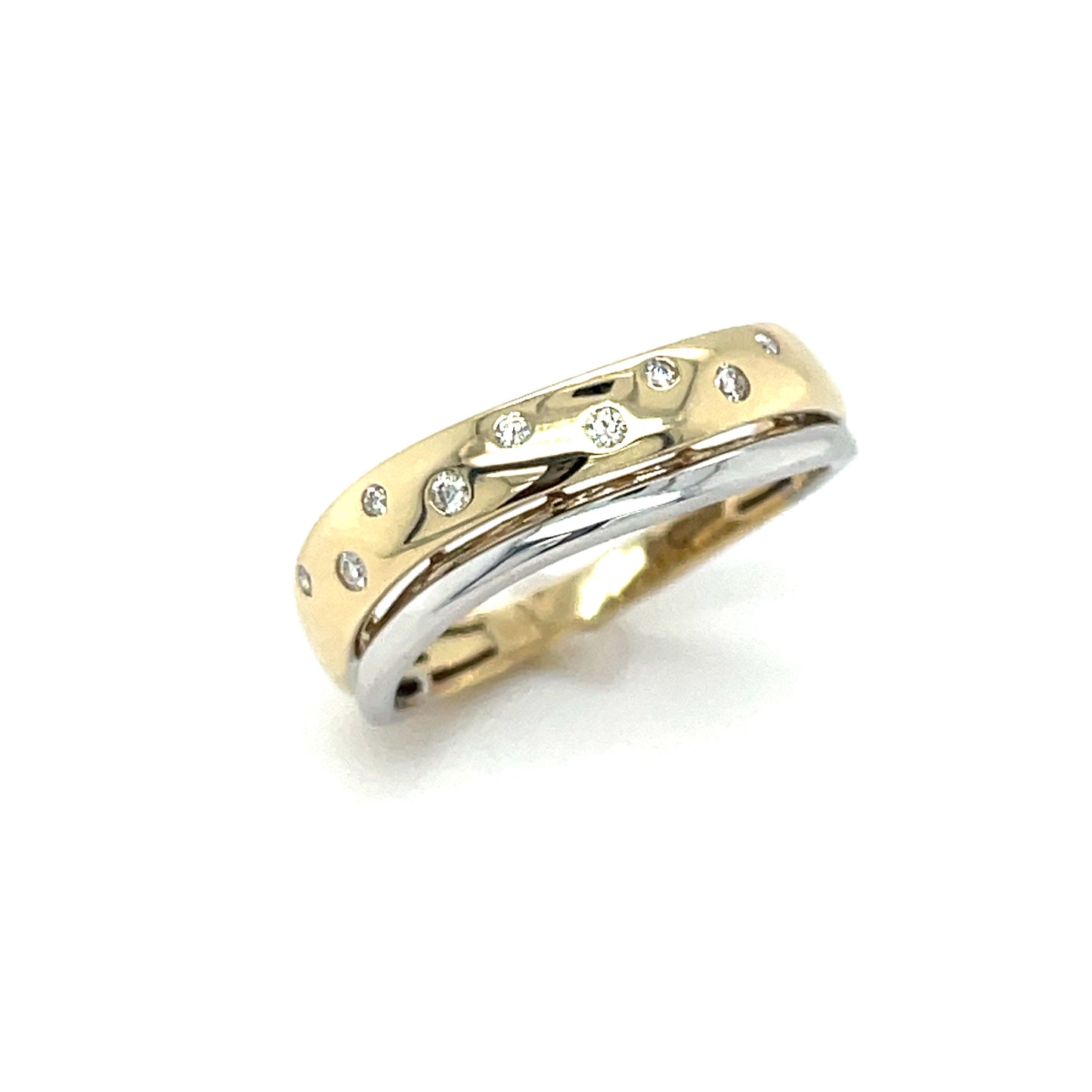 9ct Two Tone Punch Set Diamond Ring .08ct