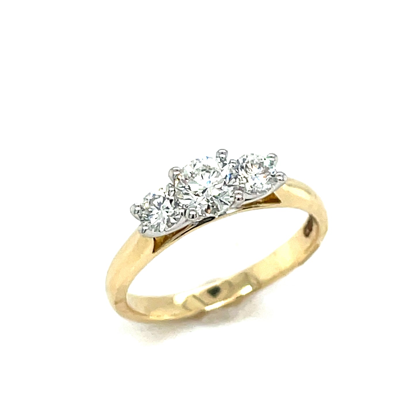 9ct Yellow Gold Three Stone Claw Set Diamond Ring .75ct