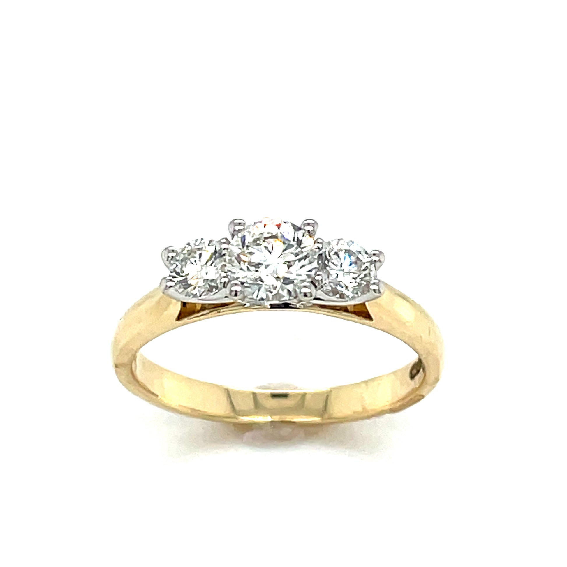 9ct Yellow Gold Three Stone Claw Set Diamond Ring