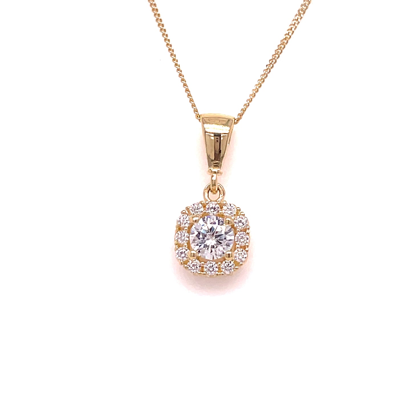 9ct Gold Cubic Zirconia Halo Set Pendant
