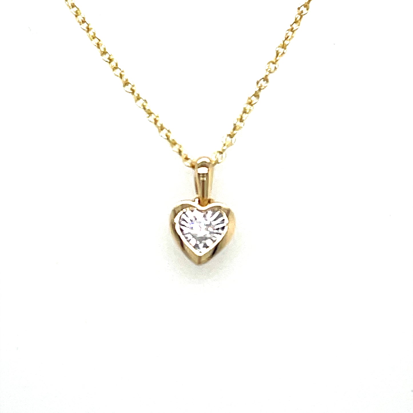 9ct Yellow Gold Illusion Set Heart Shaped Diamond Pendant .04ct