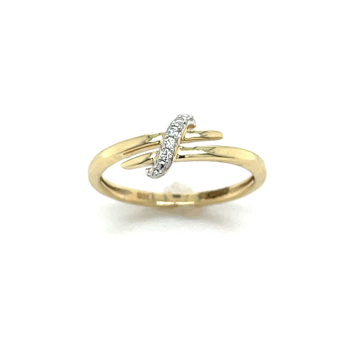 9ct Yellow Gold Crossover Diamond Ring .02ct