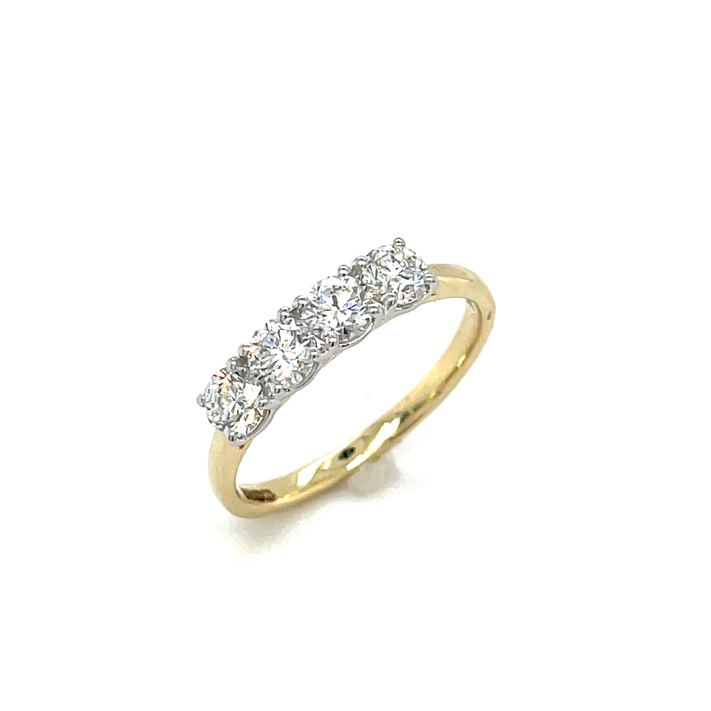 9ct Yellow Gold Four Stone Claw Set Round Brilliant Diamond Ring 1.00ct