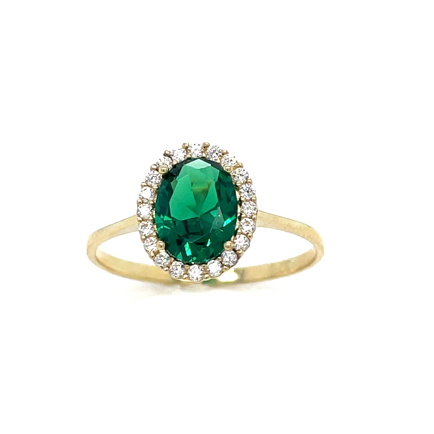 9ct Oval Cubic Zirconia Synthetic Emerald Cluster Dress Ring