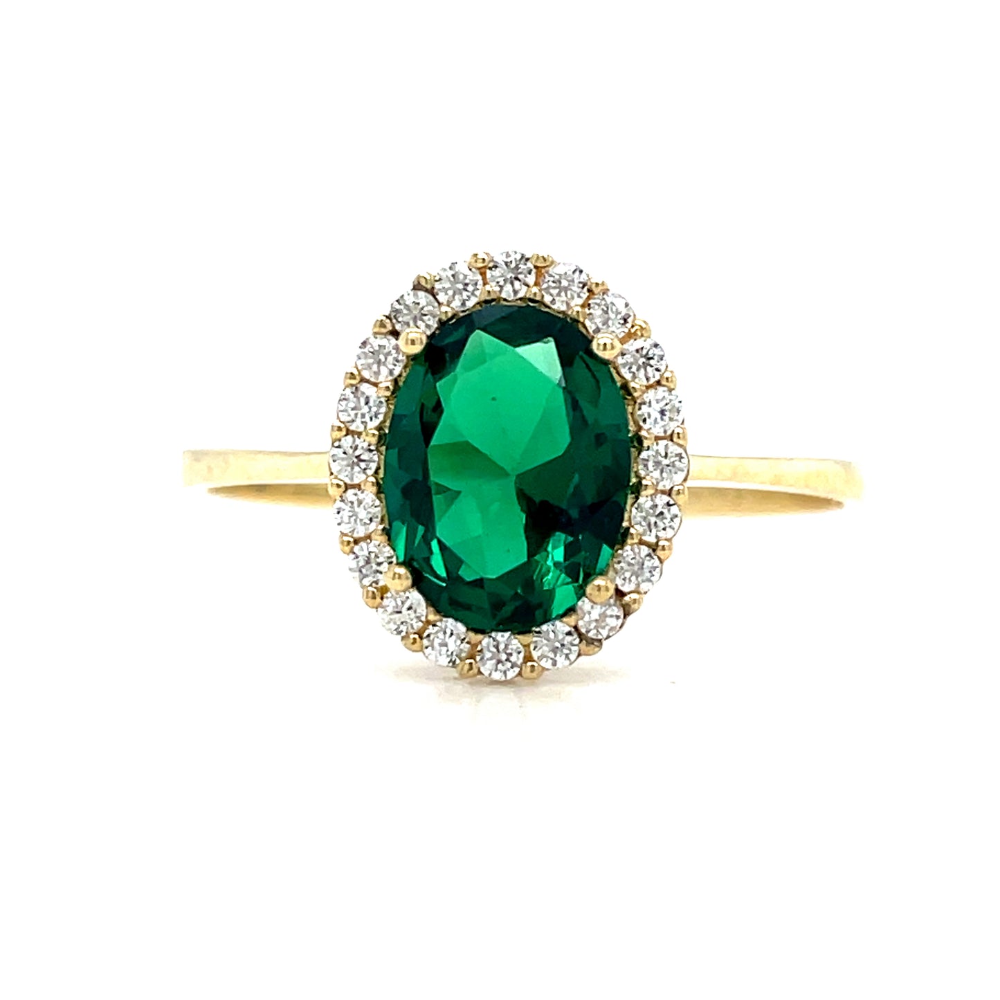 9ct Oval Cubic Zirconia Synthetic Emerald Cluster Dress Ring