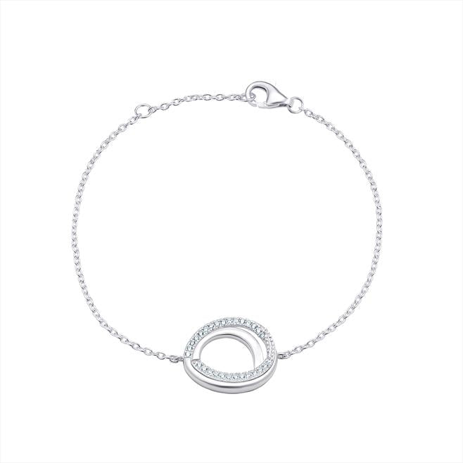 Sterling Silver Cubic Zirconia Open Circle Swirl Braclet