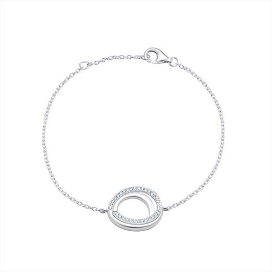 Sterling Silver Cubic Zirconia Open Circle Swirl Braclet