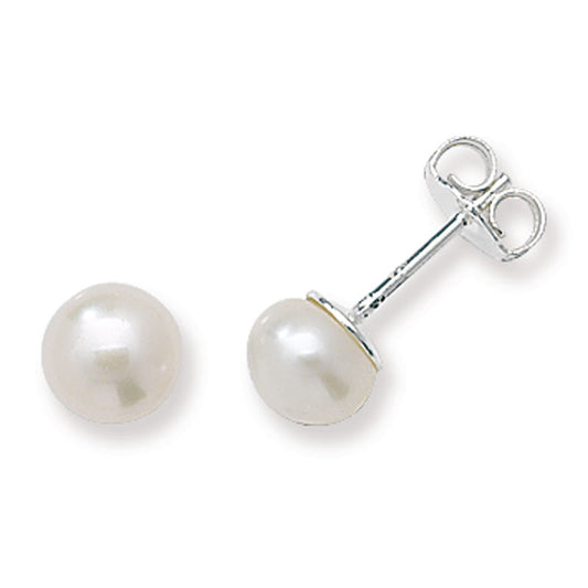 Sterling Silver 6mm Freshwater Pearl Stud Earrings