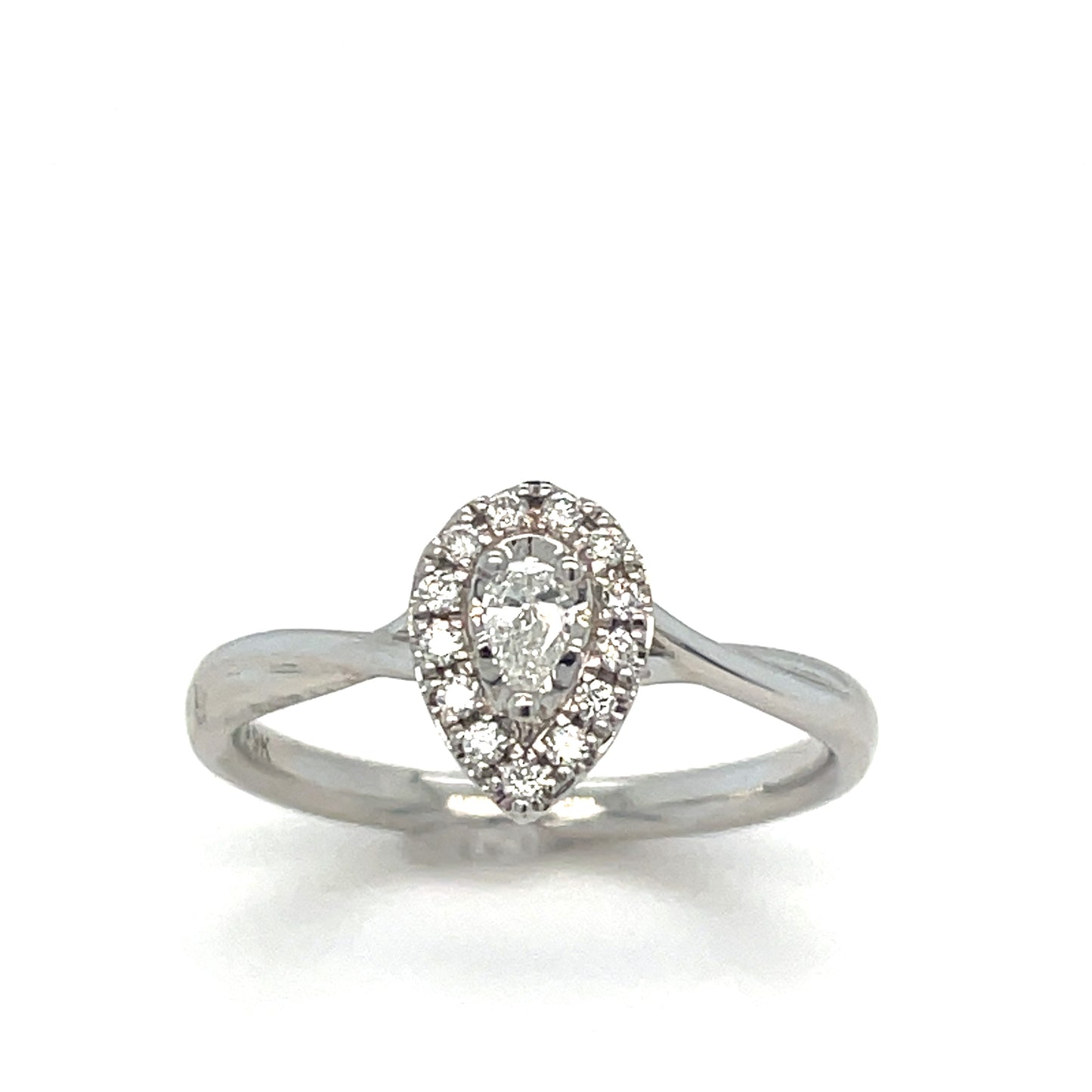 9ct White Gold Pear Shape Cluster Diamond Ring .20ct