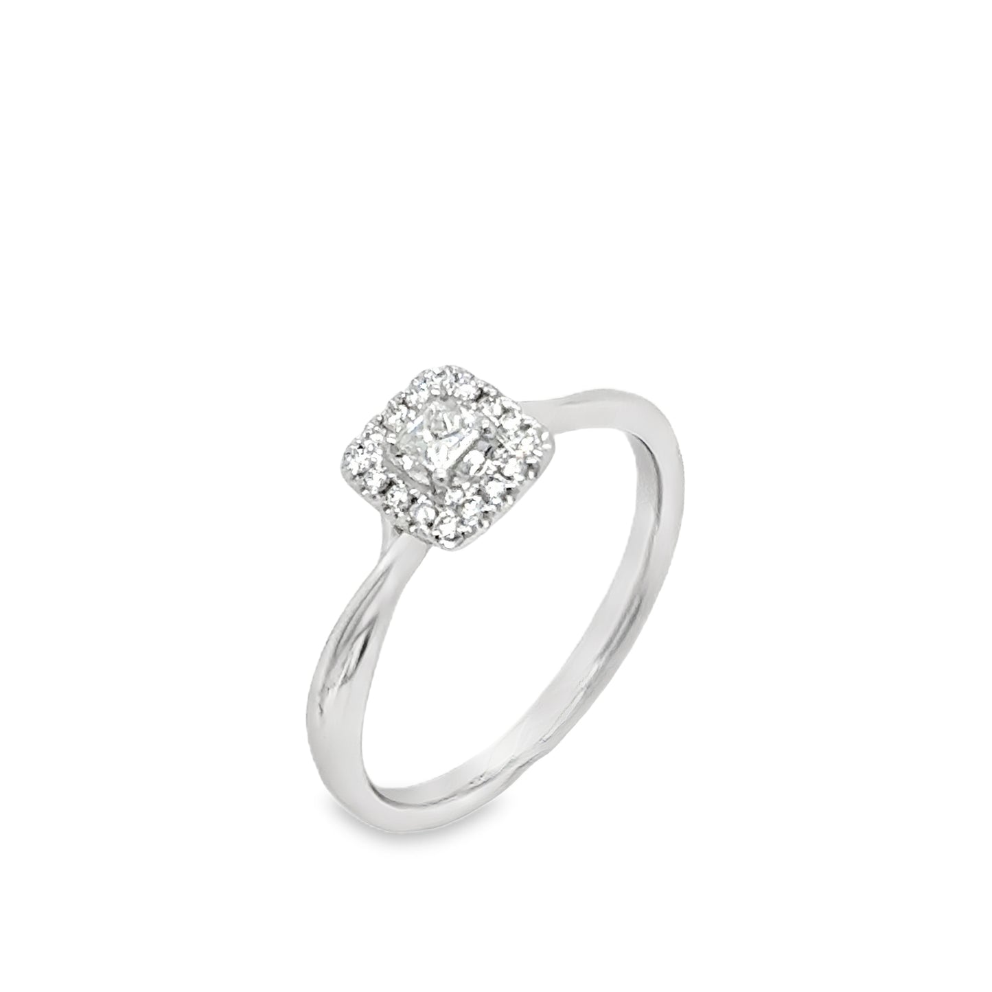 9ct White Gold Princess Cut Cluster Diamond Ring .20ct