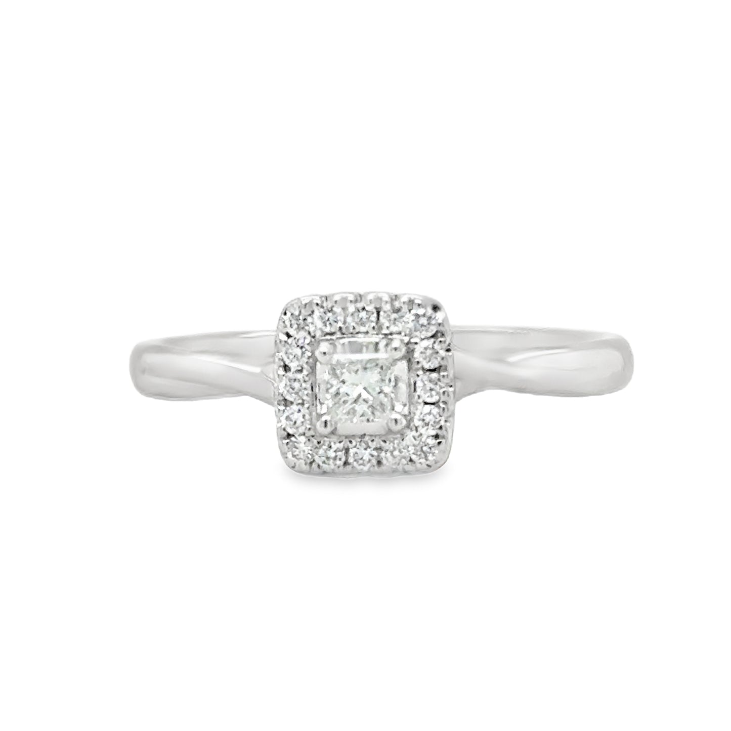 9ct White Gold Princess Cut Cluster Diamond Ring .20ct