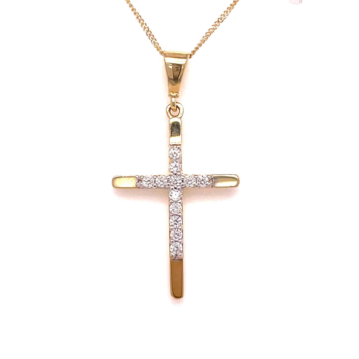 9ct Yellow Gold CZ Set Cross Pendant