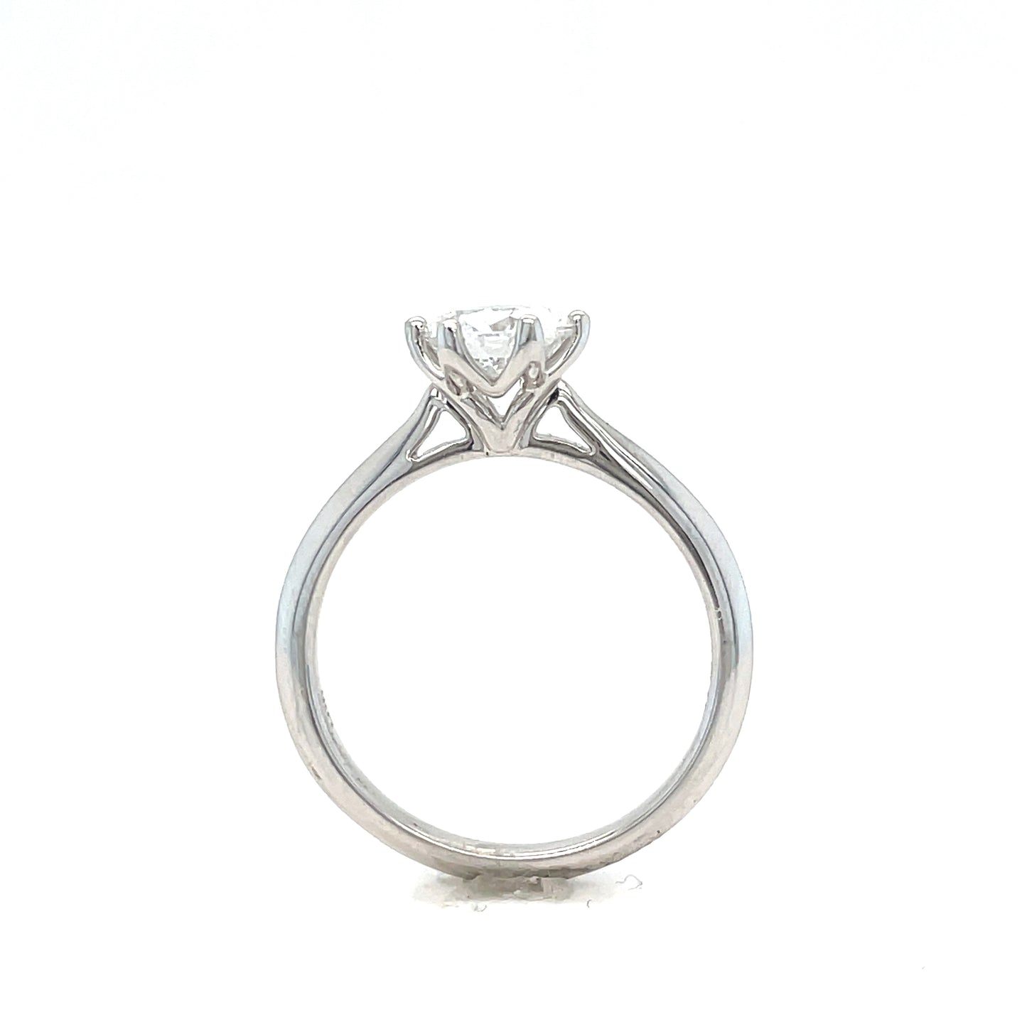 Platinum 6 Claw Round Solitaire Cultured Diamond Ring 1.00ct