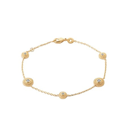 Burren Gold Plated Rubover Millgrain Set Scatter CZ Bracelet