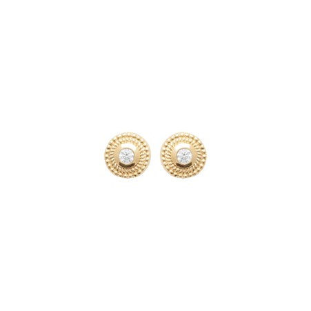 Burren Gold Plated Mllgrain Rubover CZ Earrings