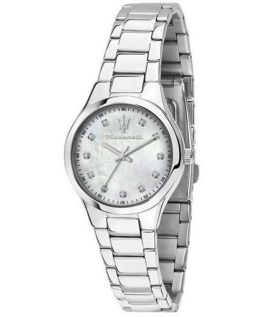 Ladies Maserati Stainless Steel Watch With Mother Of Pearl Face and Stone Set Dot Dial