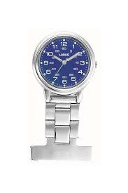Lorus Stainless Steel Nurses Fob Watch Blue Dial