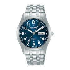 Gents Stainless Steel Lorus Watch With Date and Blue Dial