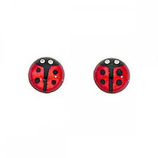 Sterling Silver Kids Enamel Ladybird Stud Earrings