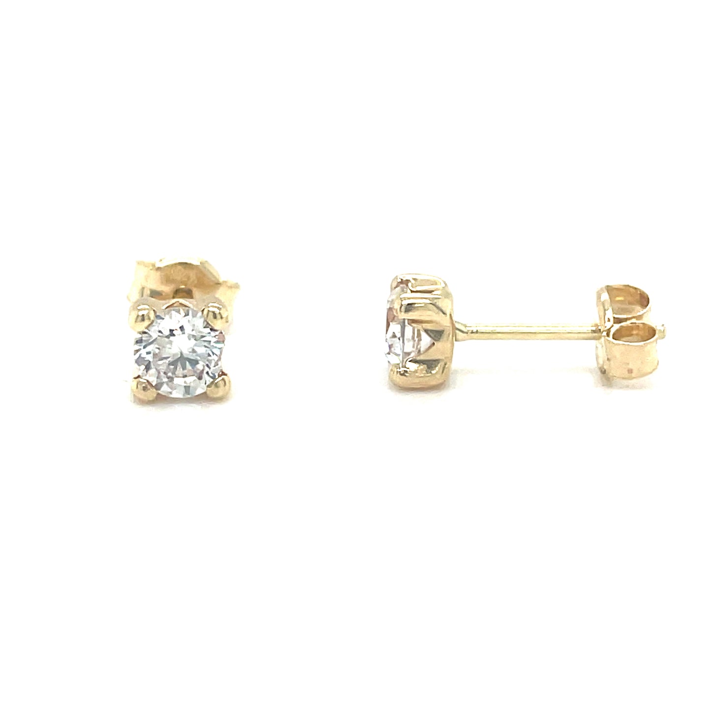 9ct Yellow Gold 4mm Round Claw Set CZ Stud
