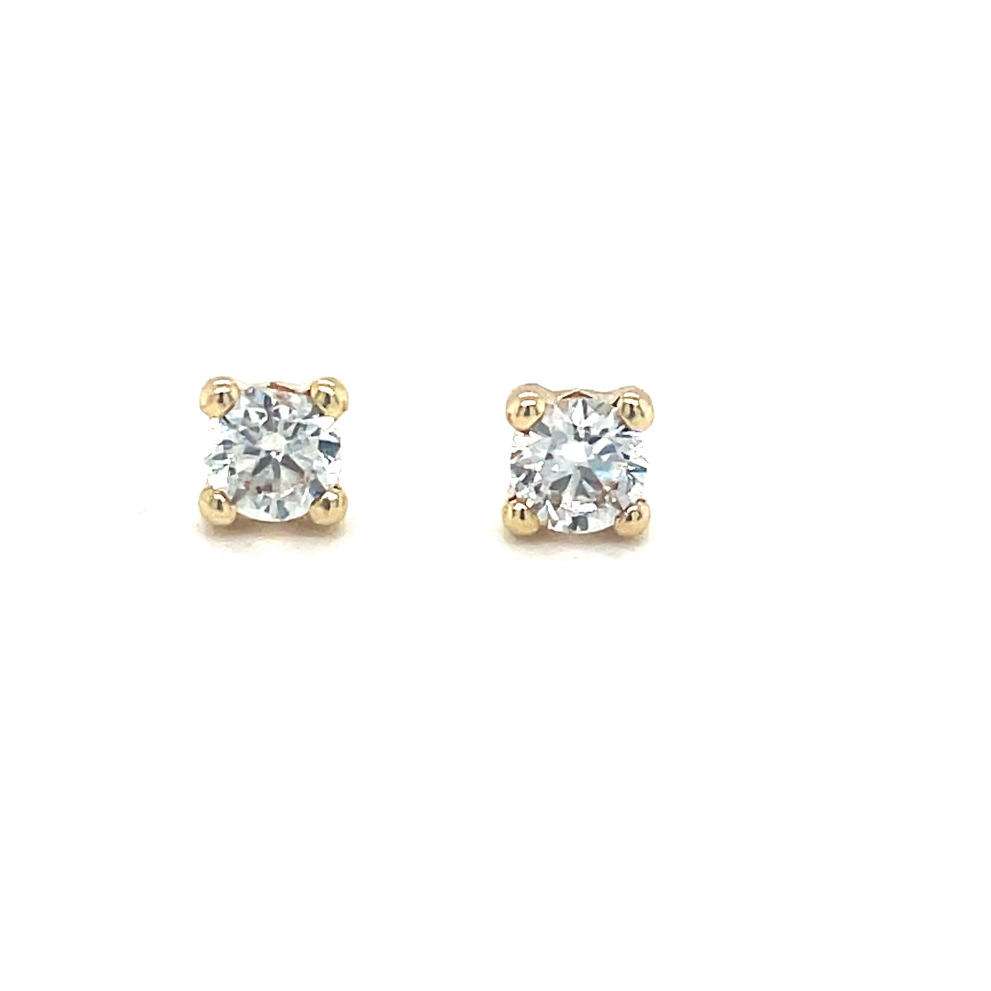 9ct Yellow Gold 4mm Round Claw Set CZ Stud