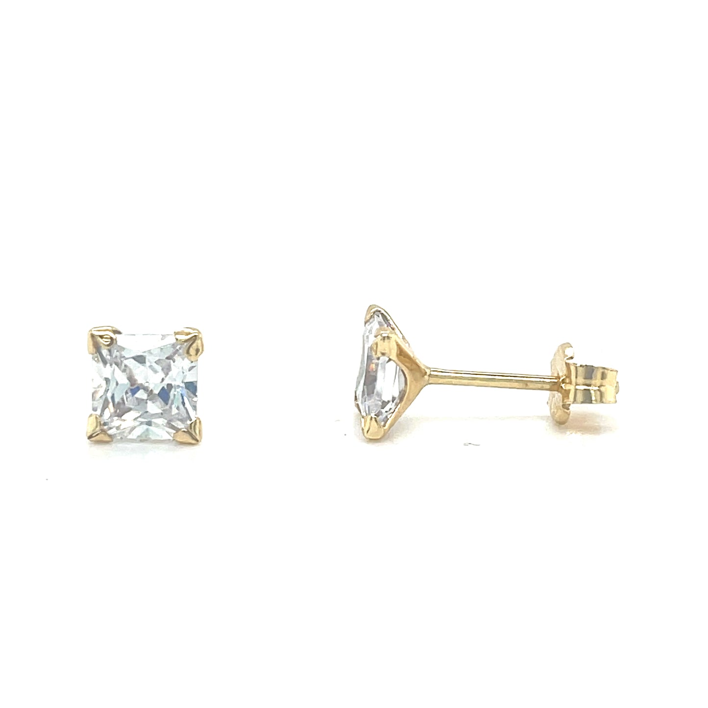 9ct Yellow Gold Claw Set Square 5mm CZ Stud Earrings