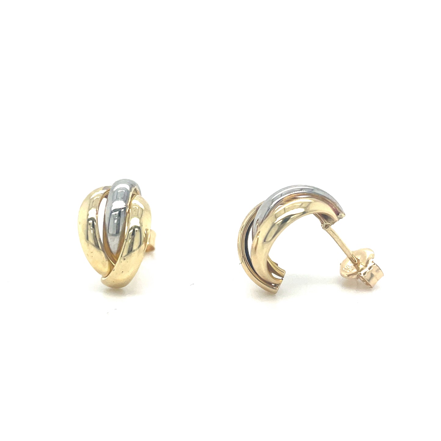 9ct Two Tone Triple Hoop Huggy Earring