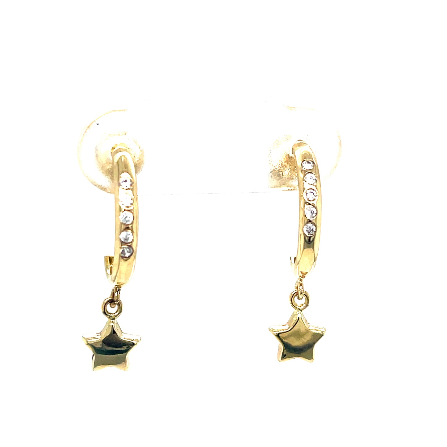 9ct Yellow Gold CZ Set Huggy Earrings with Star Drop