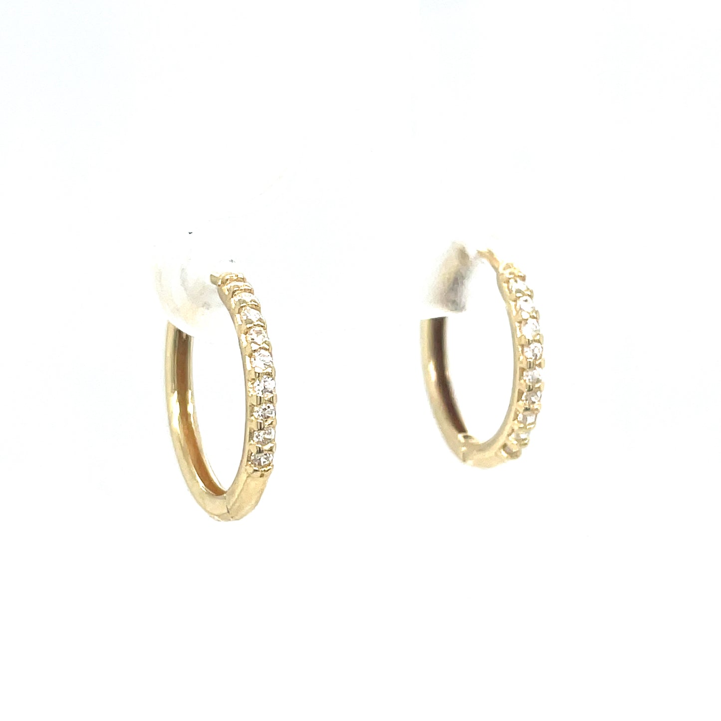 9ct Yellow Gold 15mm CZ Set Hoop Earrings