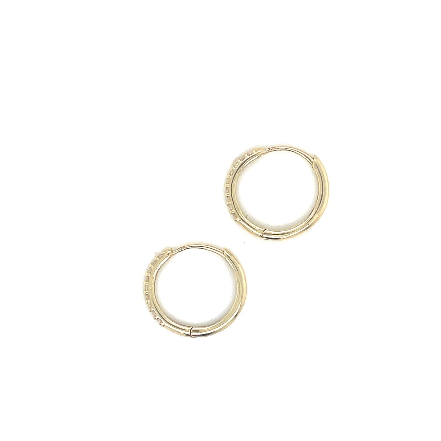 9ct Yellow Gold 15mm CZ Set Hoop Earrings