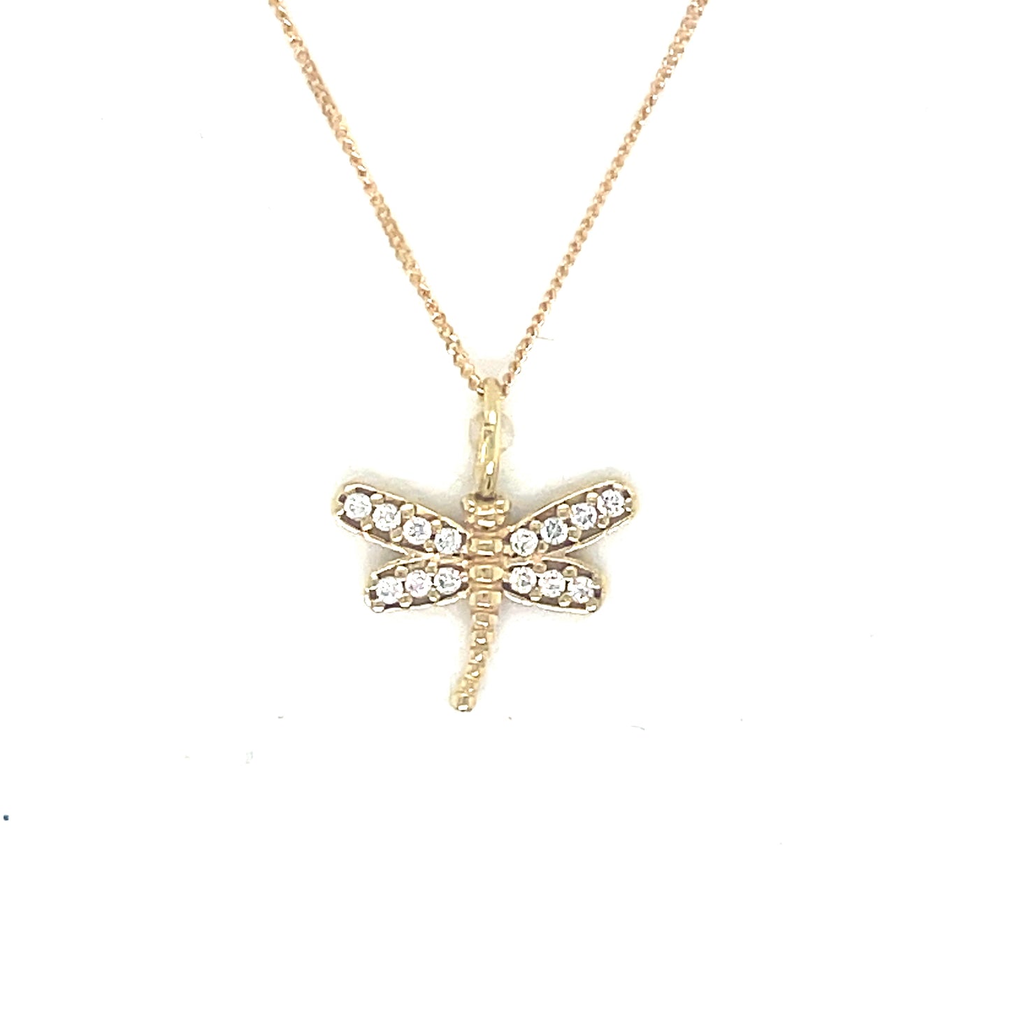 9ct Yellow Gold CZ Dragonfly Pendant