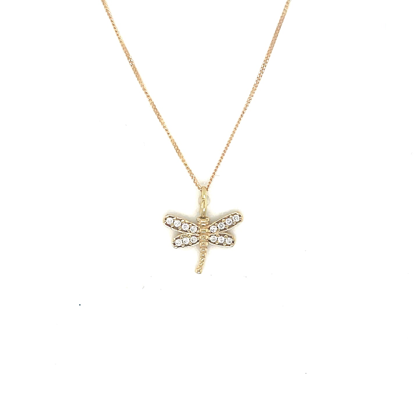 9ct Yellow Gold CZ Dragonfly Pendant