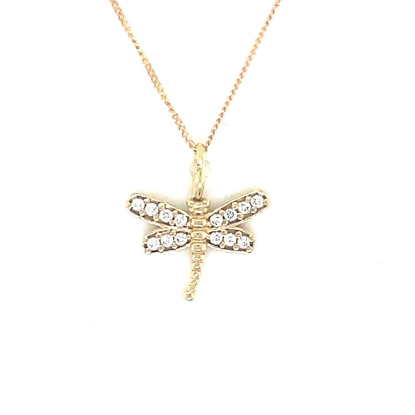 9ct Yellow Gold CZ Dragonfly Pendant