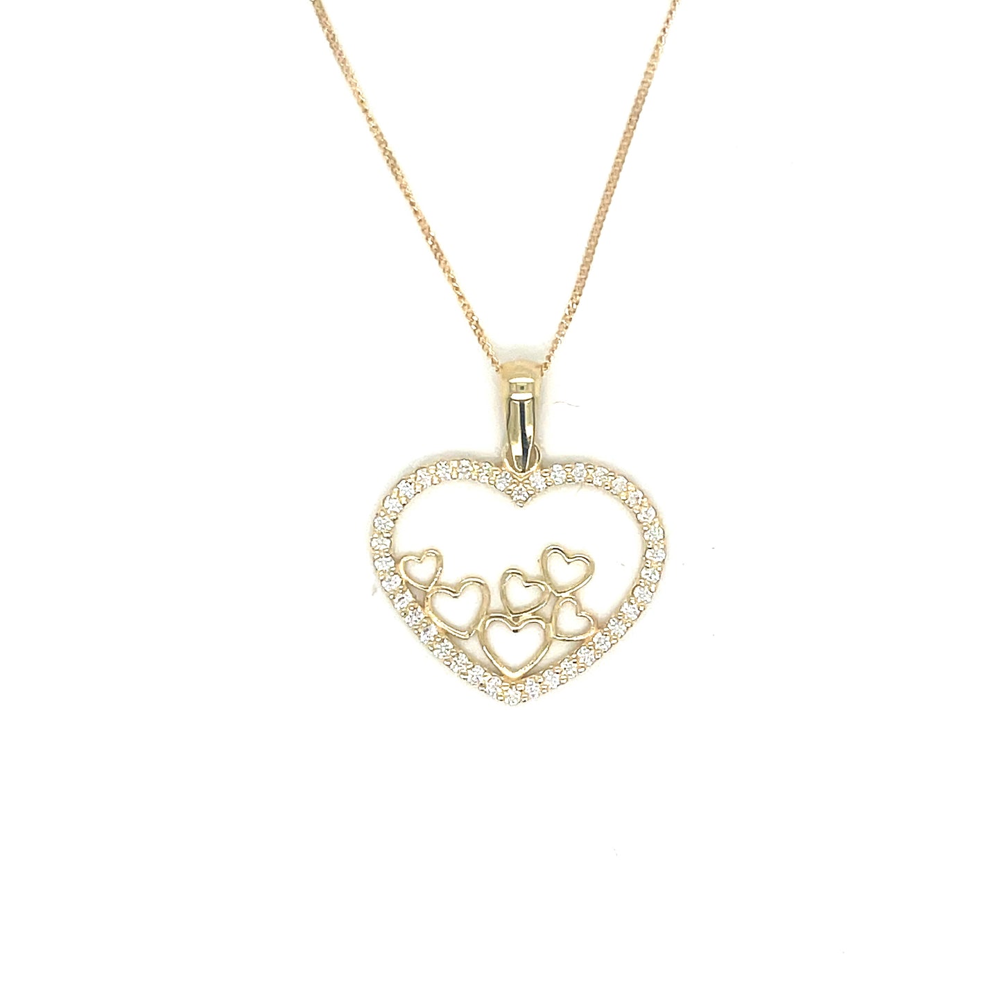 9ct Yellow Gold Open CZ Multi Heart Pendant