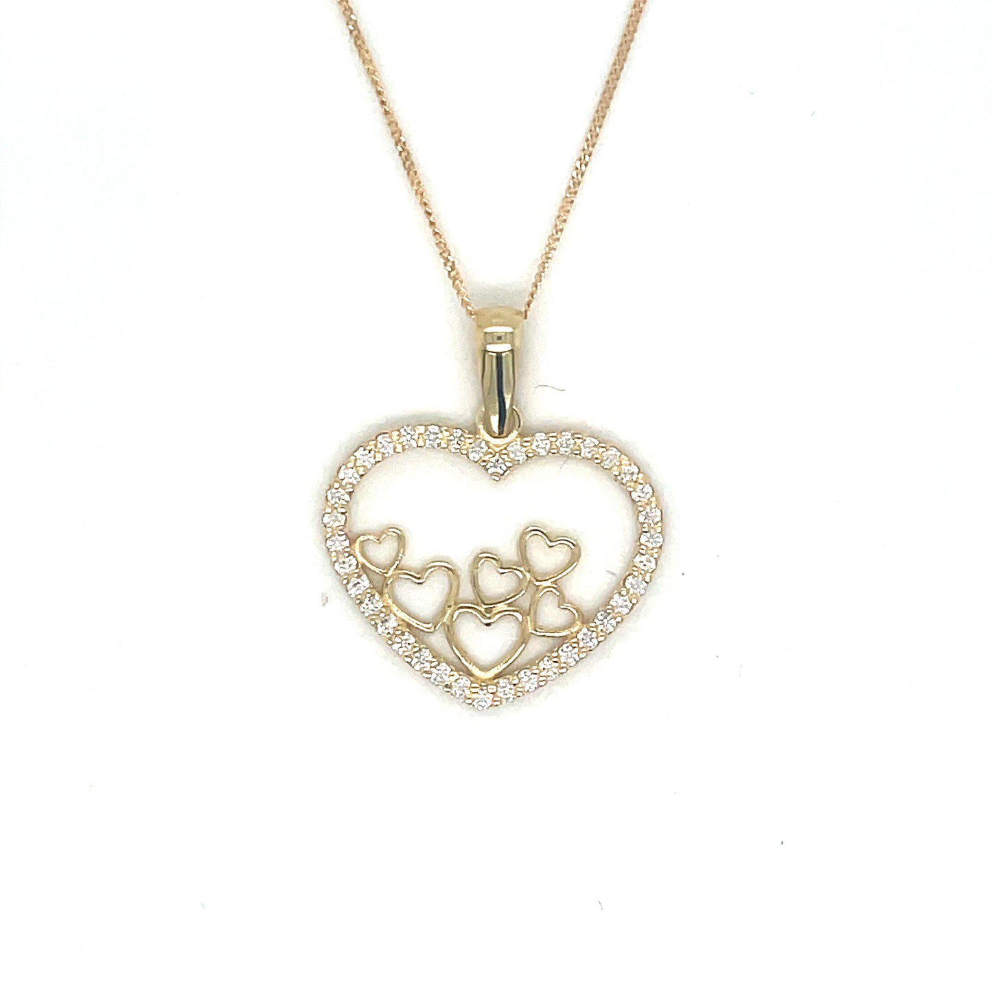 9ct Yellow Gold Open CZ Multi Heart Pendant