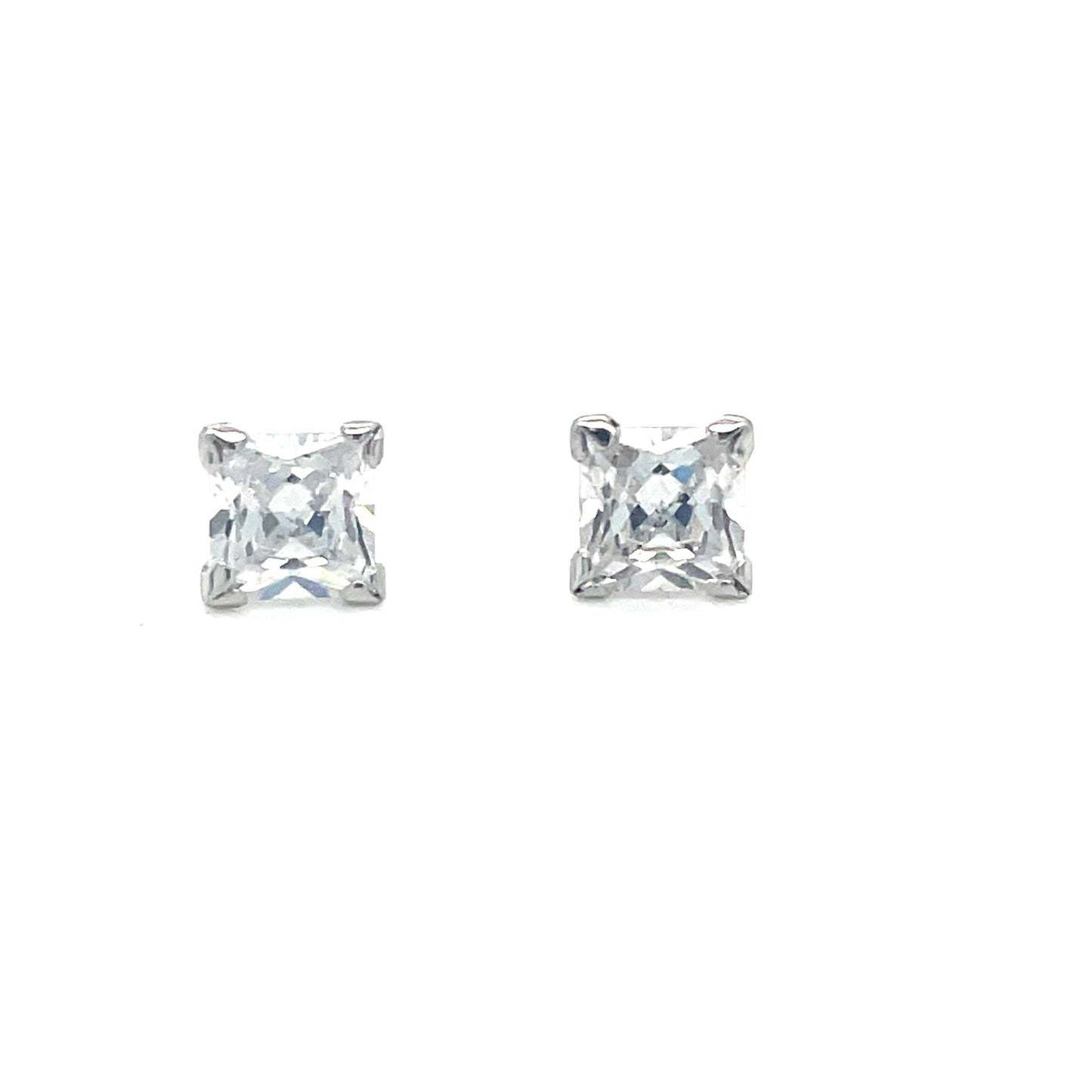 9ct White Gold 5mm Square CZ Stud Earrings